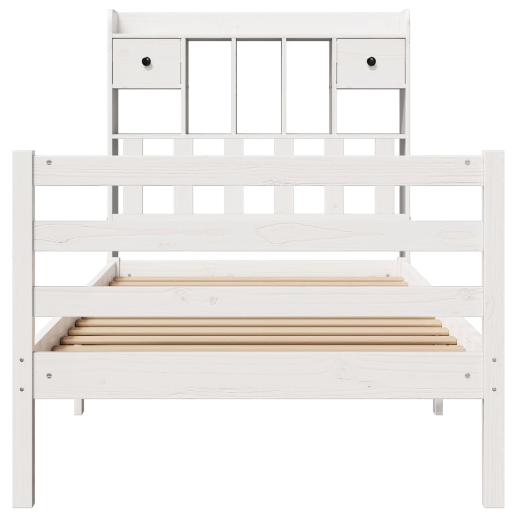Bookcase Bed without Mattress White 90x200 cm Solid Wood Pine
