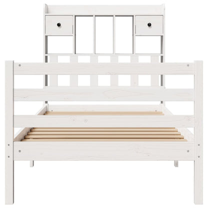 Bookcase Bed without Mattress White 90x200 cm Solid Wood Pine