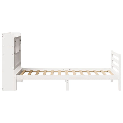 Bookcase Bed without Mattress White 90x200 cm Solid Wood Pine