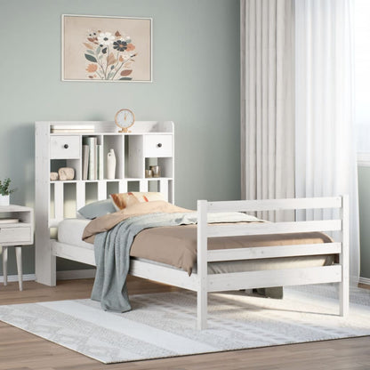 Bookcase Bed without Mattress White 90x200 cm Solid Wood Pine