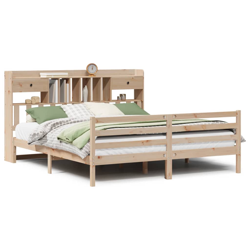 Bookcase Bed without Mattress 180x200 cm Super King Solid Wood Pine