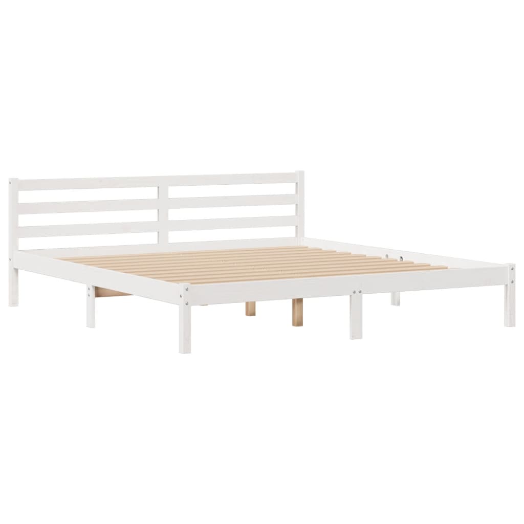 Bookcase Bed without Mattress White 180x200 cm Super King Solid Wood Pine