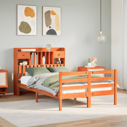 Bookcase Bed without Mattress Wax Brown 135x190 cm Doouble Solid Wood Pine