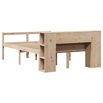 Bookcase Bed without Mattress 135x190 cm Double Solid Wood Pine