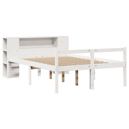 Bookcase Bed without Mattress White 140x190 cm Solid Wood Pine