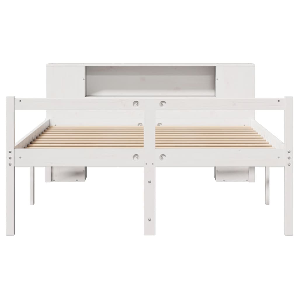 Bookcase Bed without Mattress White 140x190 cm Solid Wood Pine