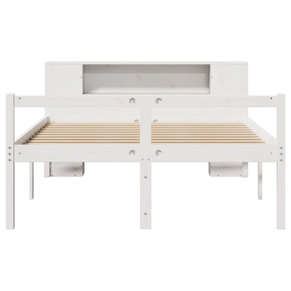Bookcase Bed without Mattress White 140x190 cm Solid Wood Pine