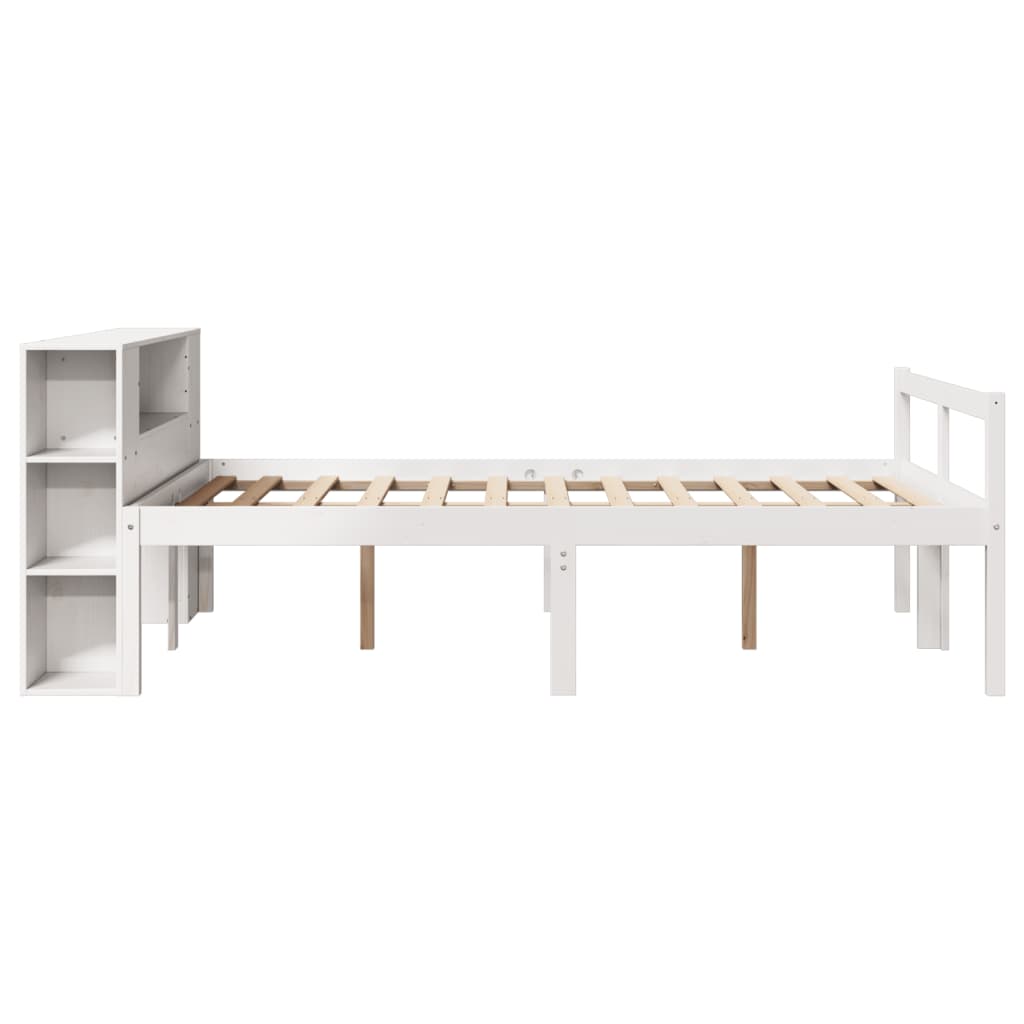 Bookcase Bed without Mattress White 140x190 cm Solid Wood Pine