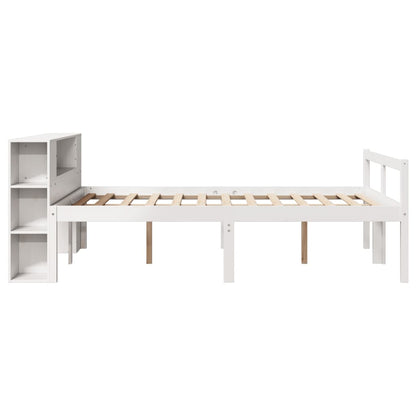 Bookcase Bed without Mattress White 140x190 cm Solid Wood Pine