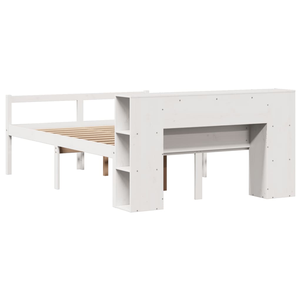 Bookcase Bed without Mattress White 140x190 cm Solid Wood Pine