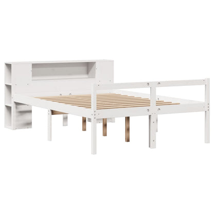 Bookcase Bed without Mattress White 140x200 cm Solid Wood Pine