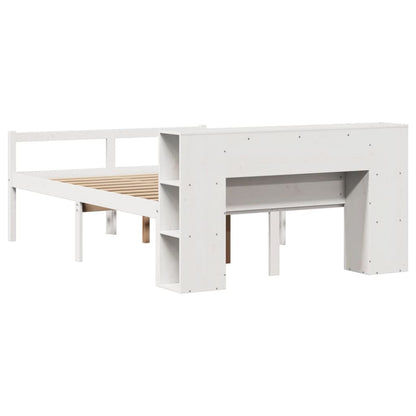 Bookcase Bed without Mattress White 140x200 cm Solid Wood Pine