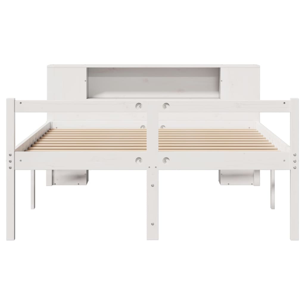 Bookcase Bed without Mattress White 160x200 cm Solid Wood Pine