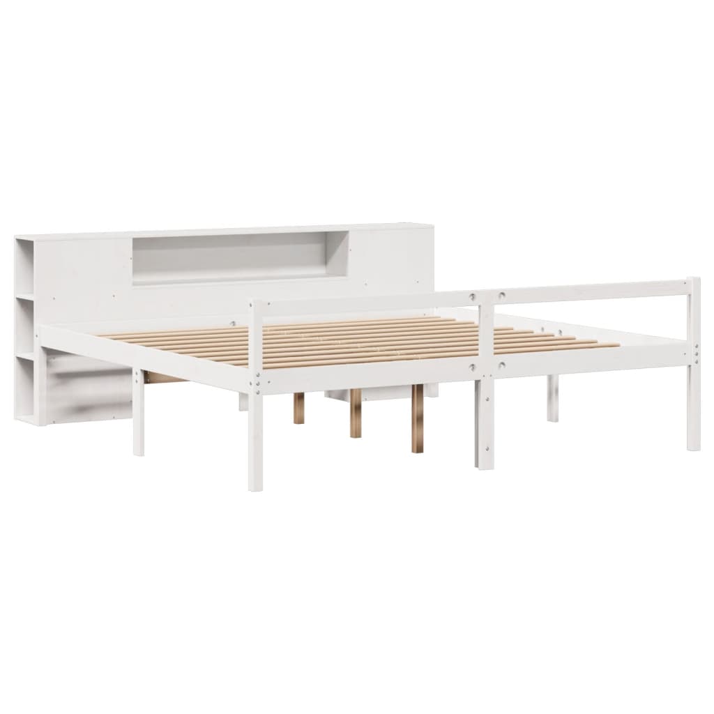 Bookcase Bed without Mattress White 200x200 cm Solid Wood Pine