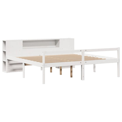 Bookcase Bed without Mattress White 200x200 cm Solid Wood Pine