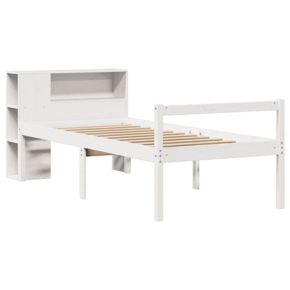 Bookcase Bed without Mattress White 75x190 cm Small Single Solid Wood Pine