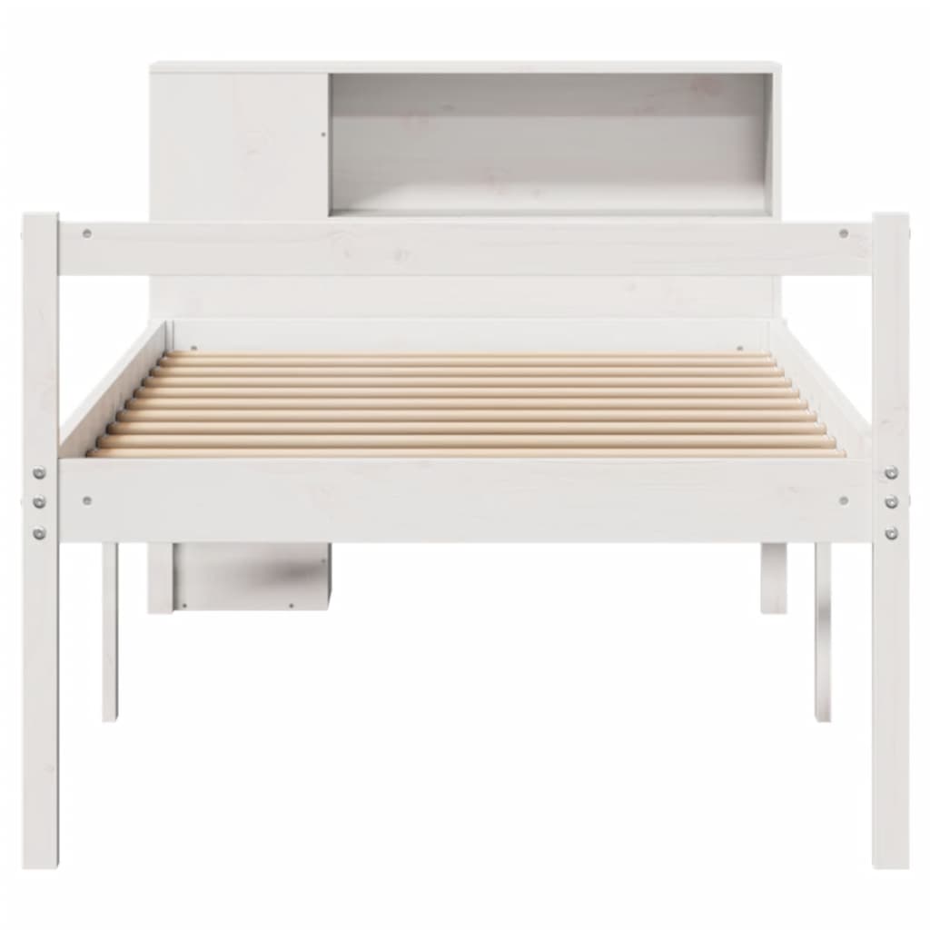 Bookcase Bed without Mattress White 90x190 cm Single Solid Wood Pine
