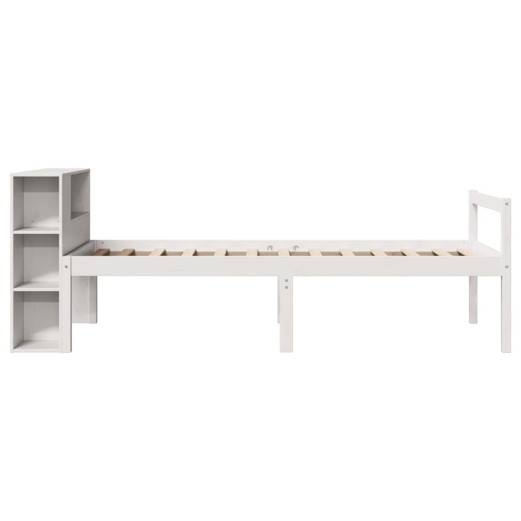 Bookcase Bed without Mattress White 90x190 cm Single Solid Wood Pine
