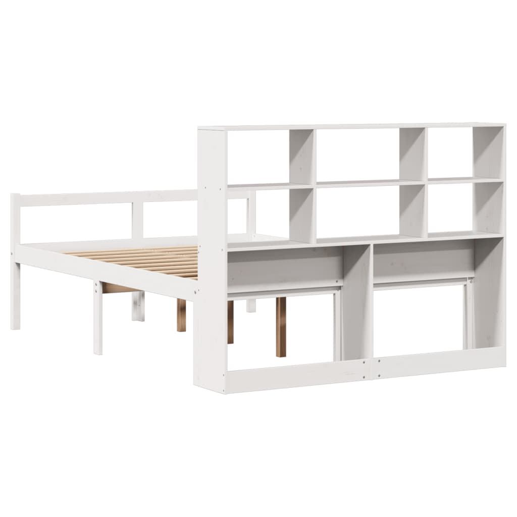 Bookcase Bed without Mattress White 120x190 cm Small Double Solid Wood Pine