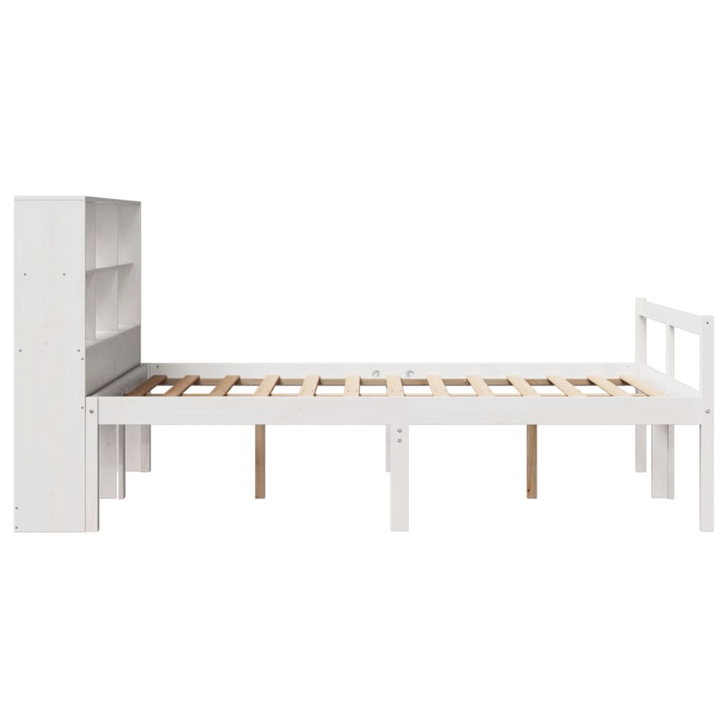 Bookcase Bed without Mattress White 160x200 cm Solid Wood Pine