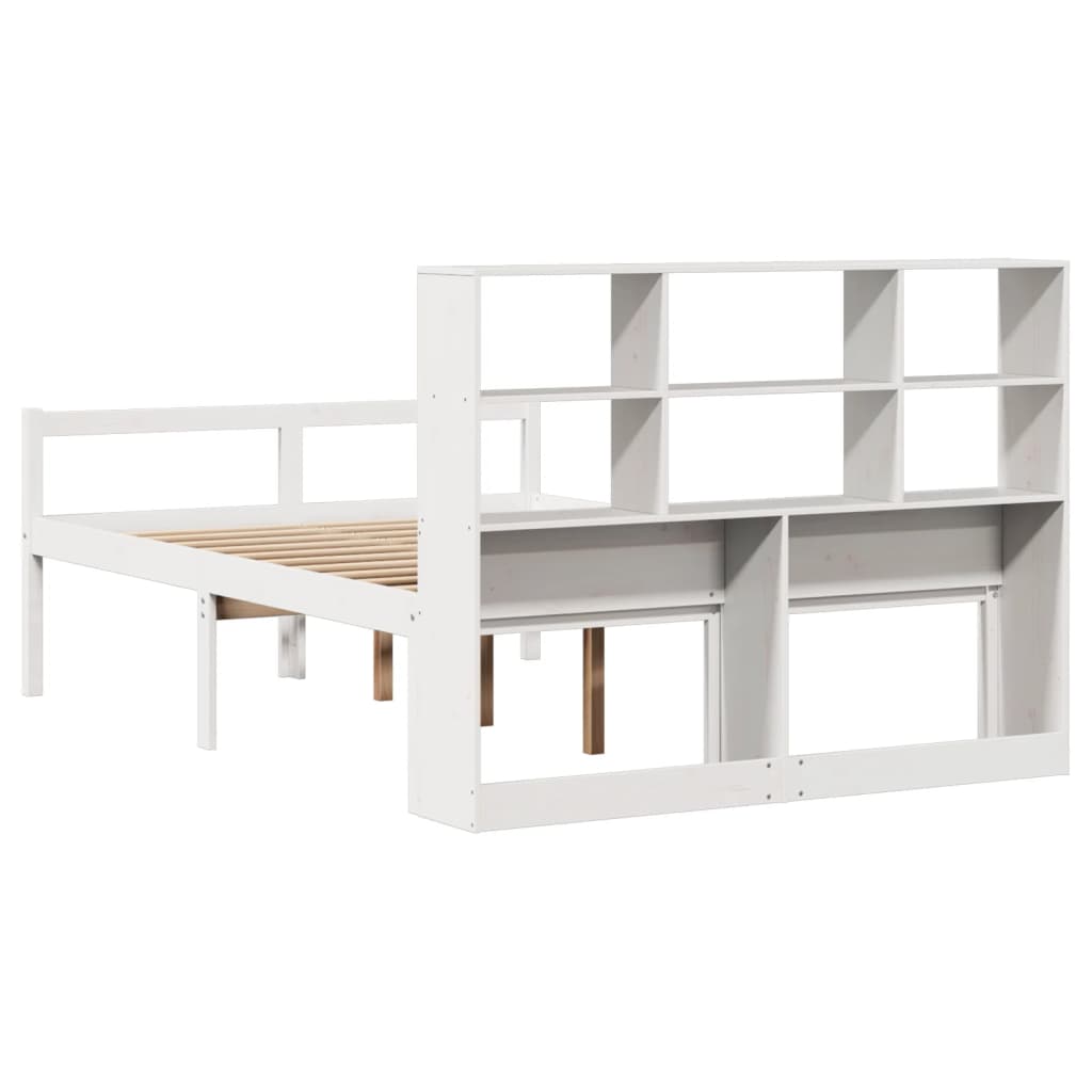 Bookcase Bed without Mattress White 160x200 cm Solid Wood Pine