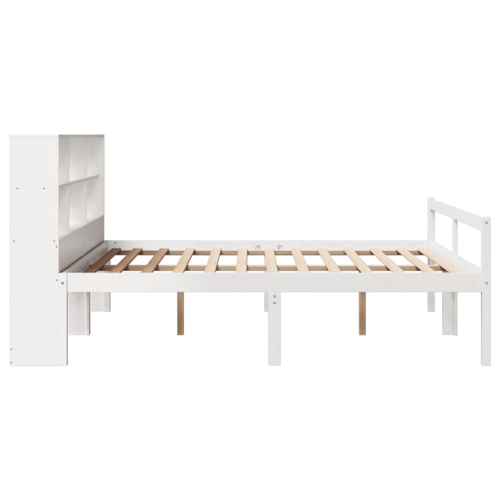 Bookcase Bed without Mattress White 180x200 cm Super King Solid Wood Pine