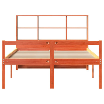Bookcase Bed without Mattress Wax Brown 135x190 cm Double Solid Wood