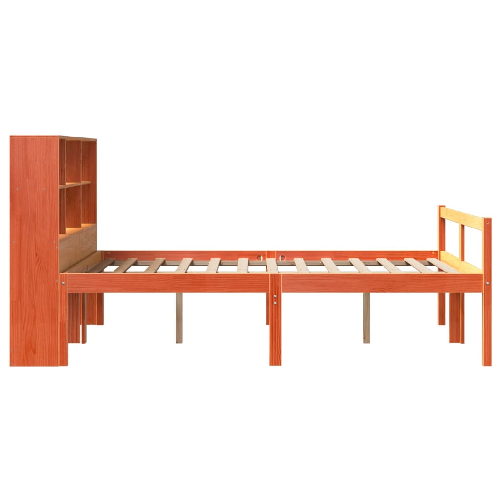 Bookcase Bed without Mattress Wax Brown 120x200 cm Solid Wood