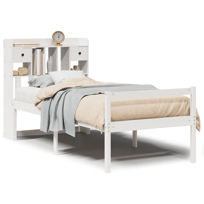 Bookcase Bed without Mattress White 75x190 cm Small Single Solid Wood Pine