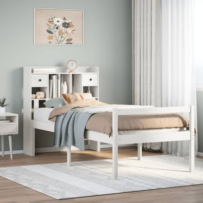 Bookcase Bed without Mattress White 75x190 cm Small Single Solid Wood Pine