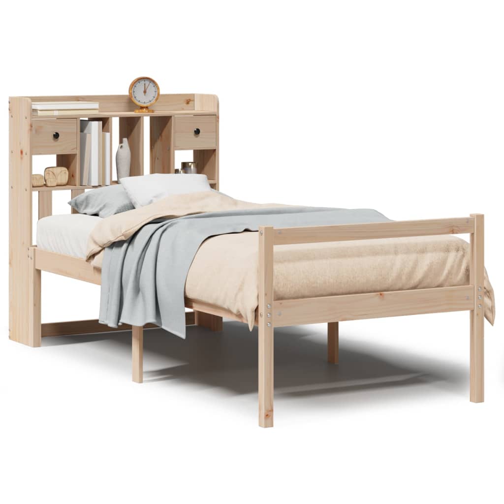 Bookcase Bed without Mattress 90x190 cm Single Solid Wood Pine