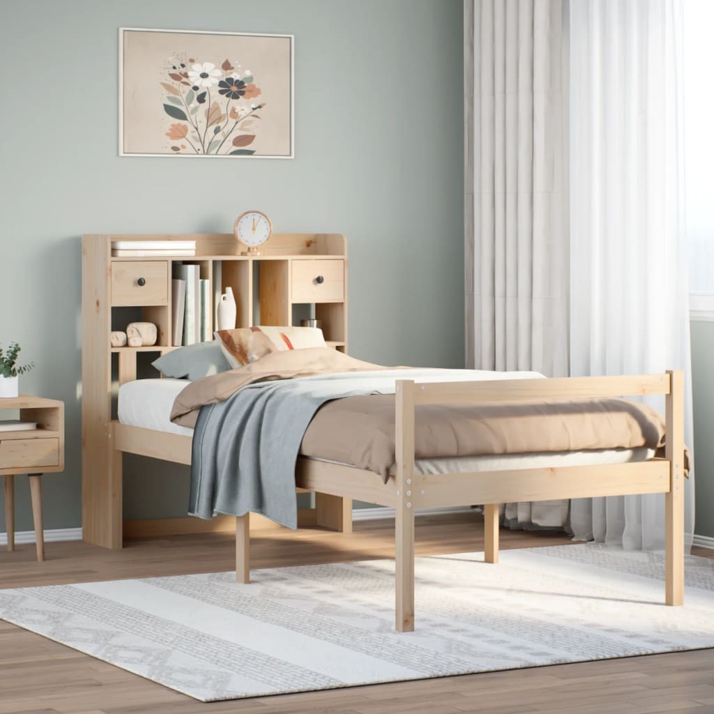 Bookcase Bed without Mattress 90x190 cm Single Solid Wood Pine
