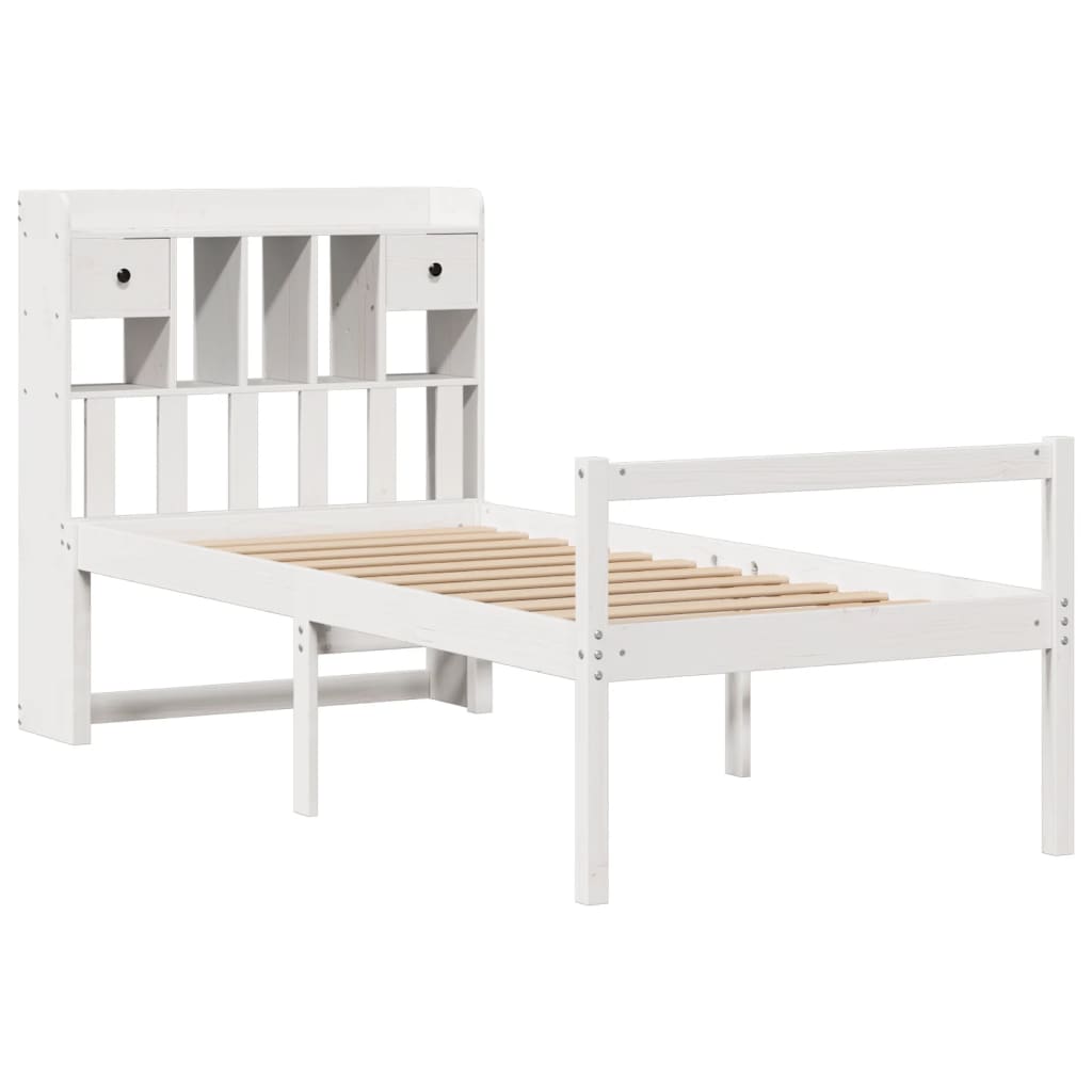 Bookcase Bed without Mattress White 90x190 cm Single Solid Wood Pine