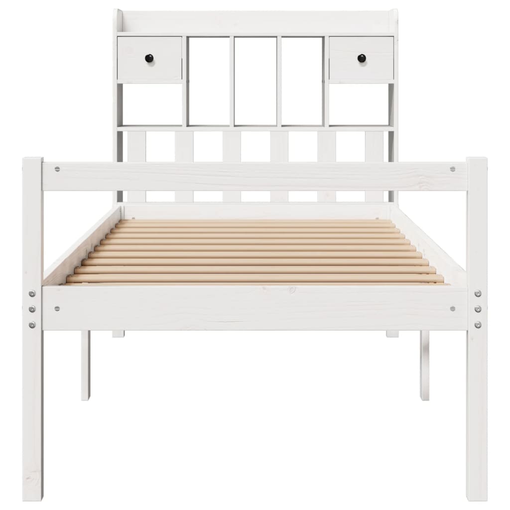 Bookcase Bed without Mattress White 90x190 cm Single Solid Wood Pine