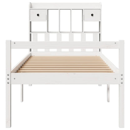 Bookcase Bed without Mattress White 90x190 cm Single Solid Wood Pine