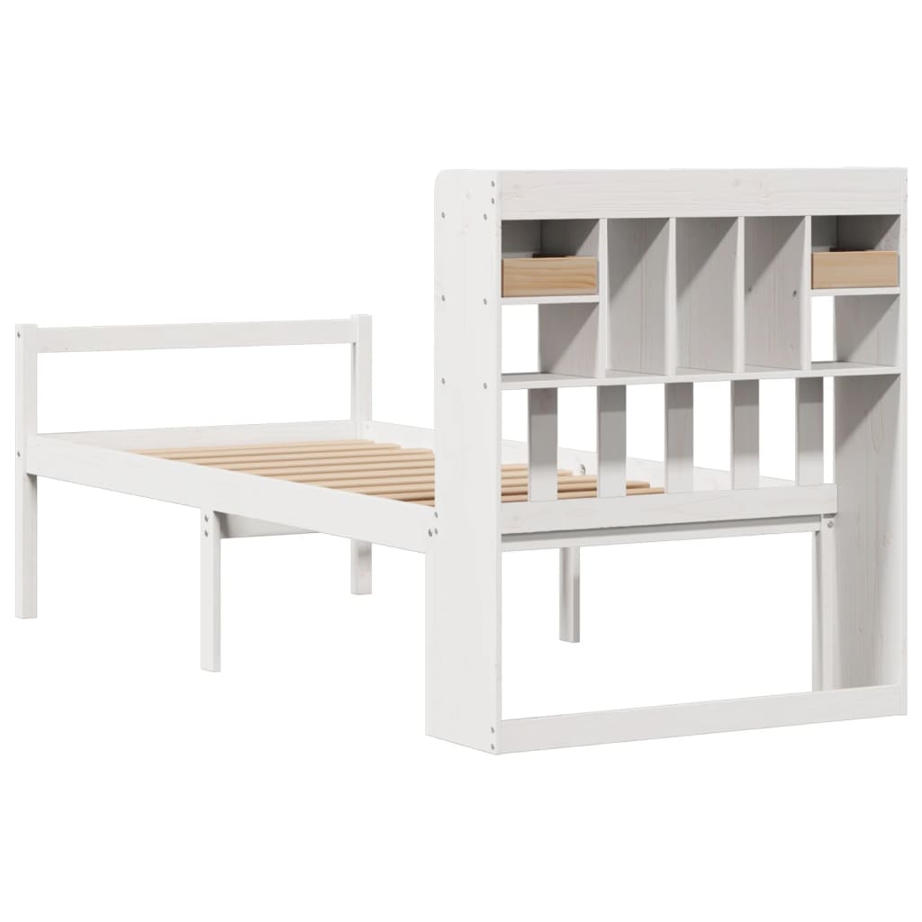 Bookcase Bed without Mattress White 90x190 cm Single Solid Wood Pine