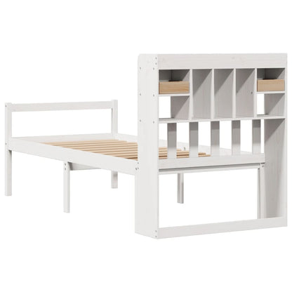 Bookcase Bed without Mattress White 90x190 cm Single Solid Wood Pine