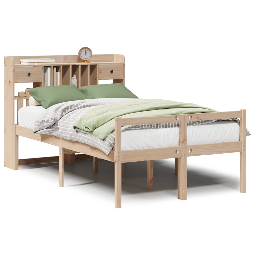 Bookcase Bed without Mattress 135x190 cm Doouble Solid Wood Pine