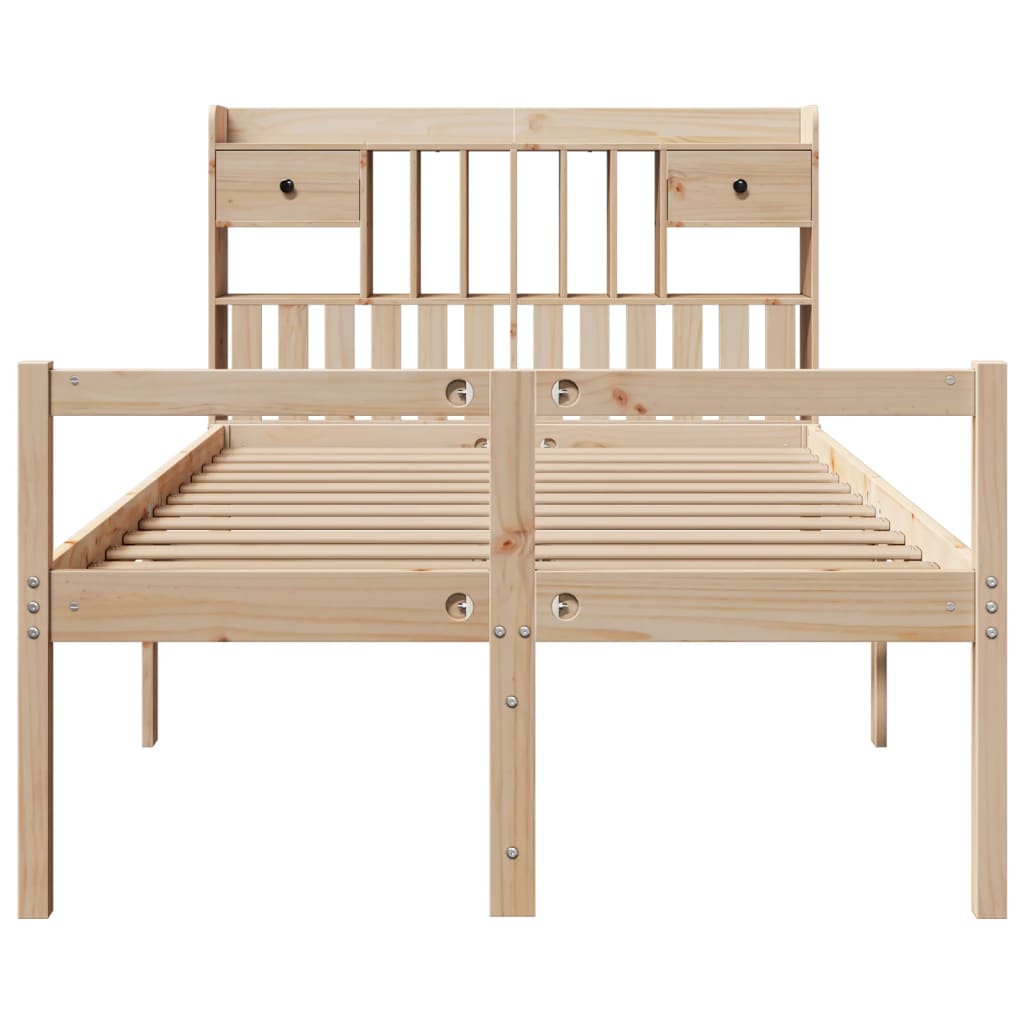 Bookcase Bed without Mattress 135x190 cm Doouble Solid Wood Pine