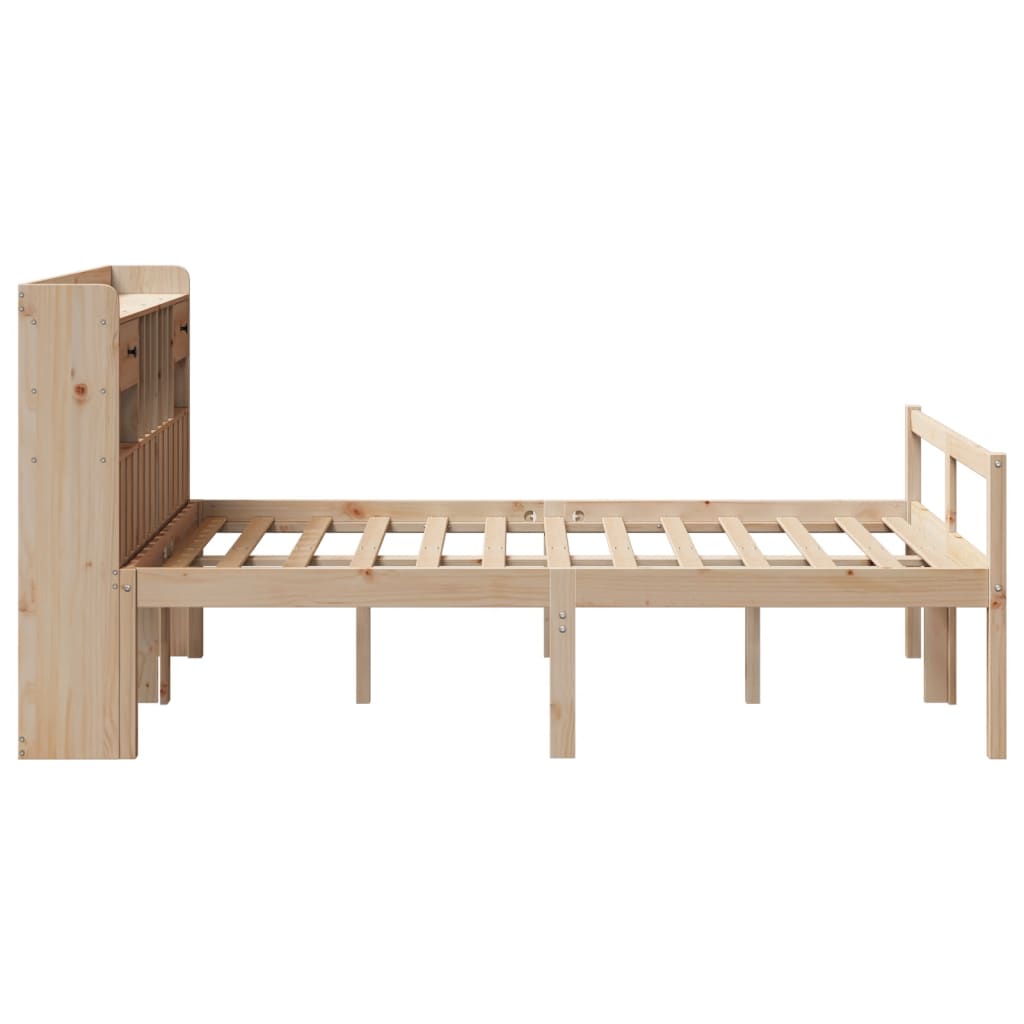 Bookcase Bed without Mattress 135x190 cm Doouble Solid Wood Pine