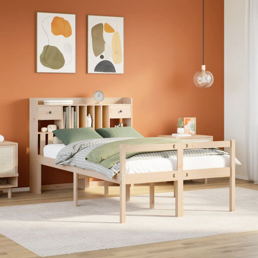 Bookcase Bed without Mattress 135x190 cm Doouble Solid Wood Pine