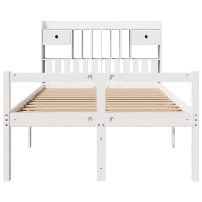 Bookcase Bed without Mattress White 135x190 cm Doouble Solid Wood Pine