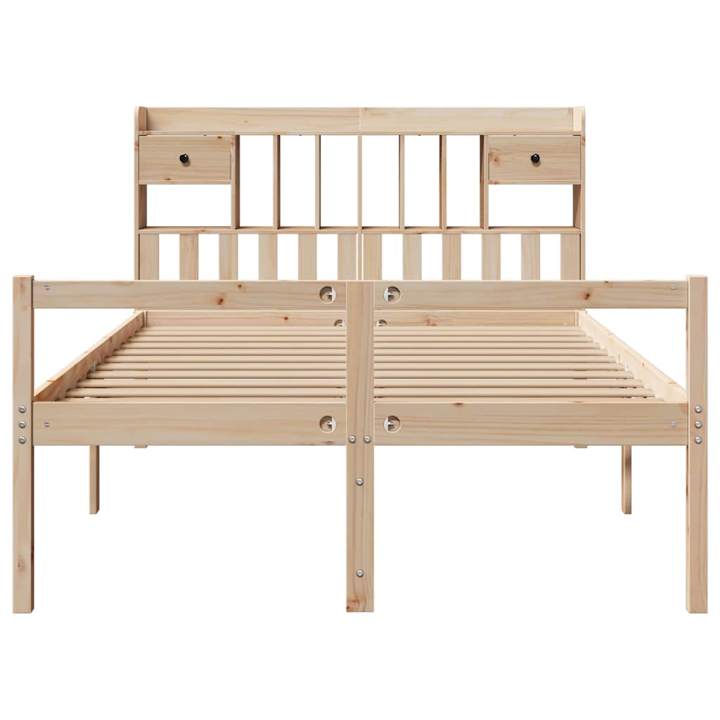 Bookcase Bed without Mattress 140x190 cm Solid Wood Pine