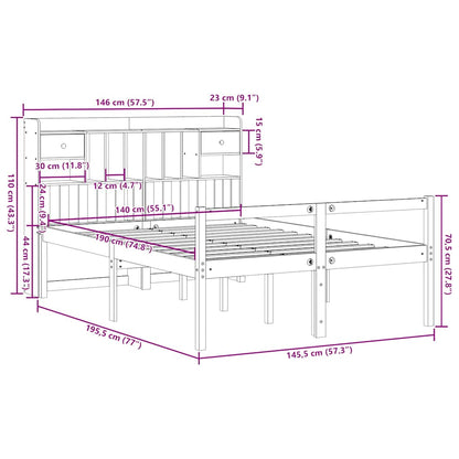 Bookcase Bed without Mattress 140x190 cm Solid Wood Pine