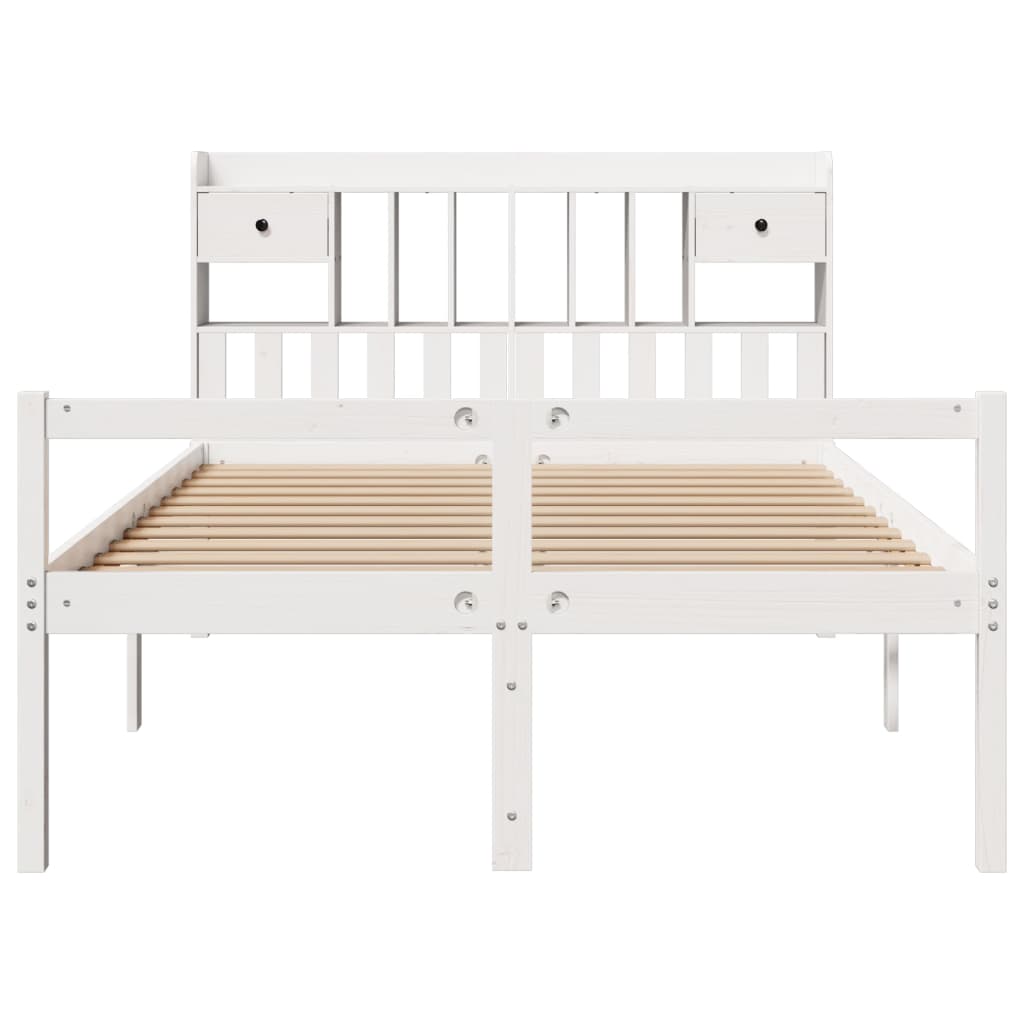 Bookcase Bed without Mattress White 140x190 cm Solid Wood Pine