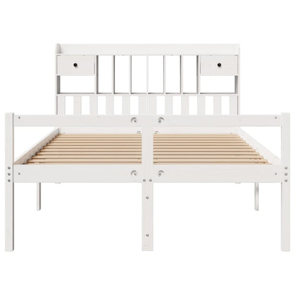 Bookcase Bed without Mattress White 140x190 cm Solid Wood Pine
