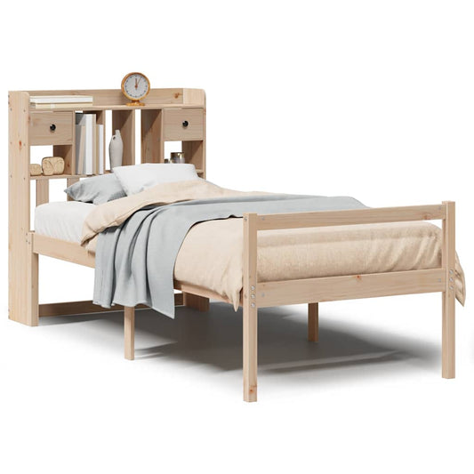 Bookcase Bed without Mattress 90x200 cm Solid Wood Pine
