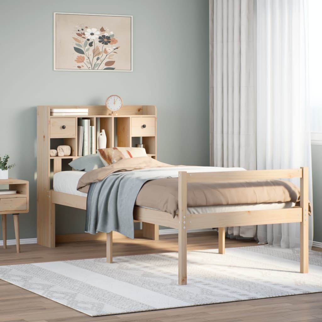 Bookcase Bed without Mattress 90x200 cm Solid Wood Pine