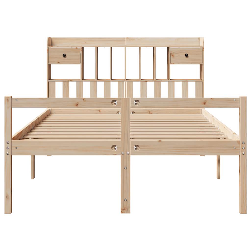 Bookcase Bed without Mattress 140x200 cm Solid Wood Pine