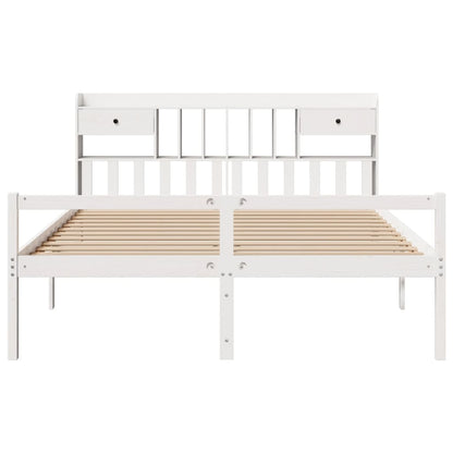 Bookcase Bed without Mattress White 180x200 cm Super King Solid Wood Pine